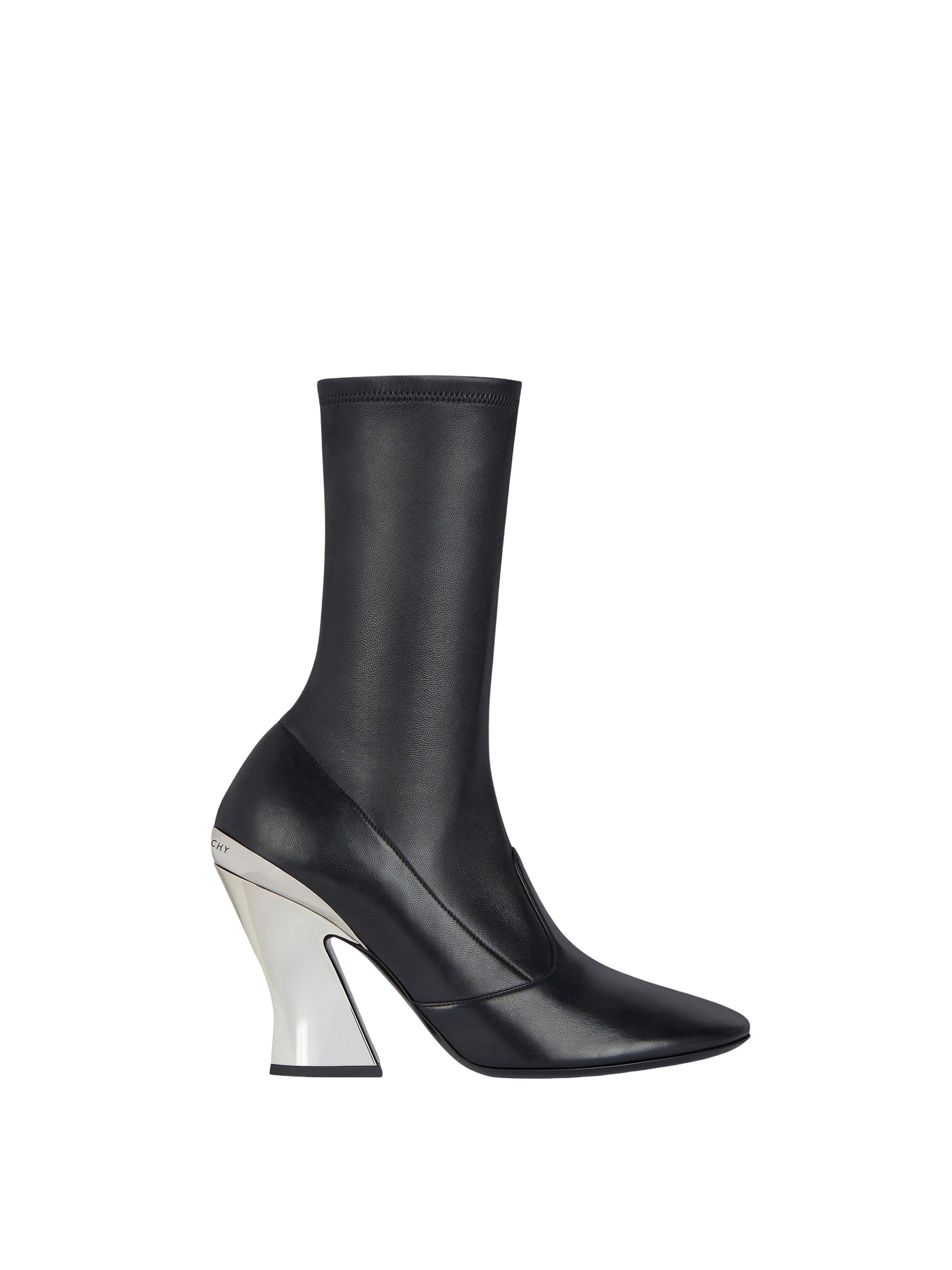 Sculpted 95 leather ankle boots - Black & Silvery