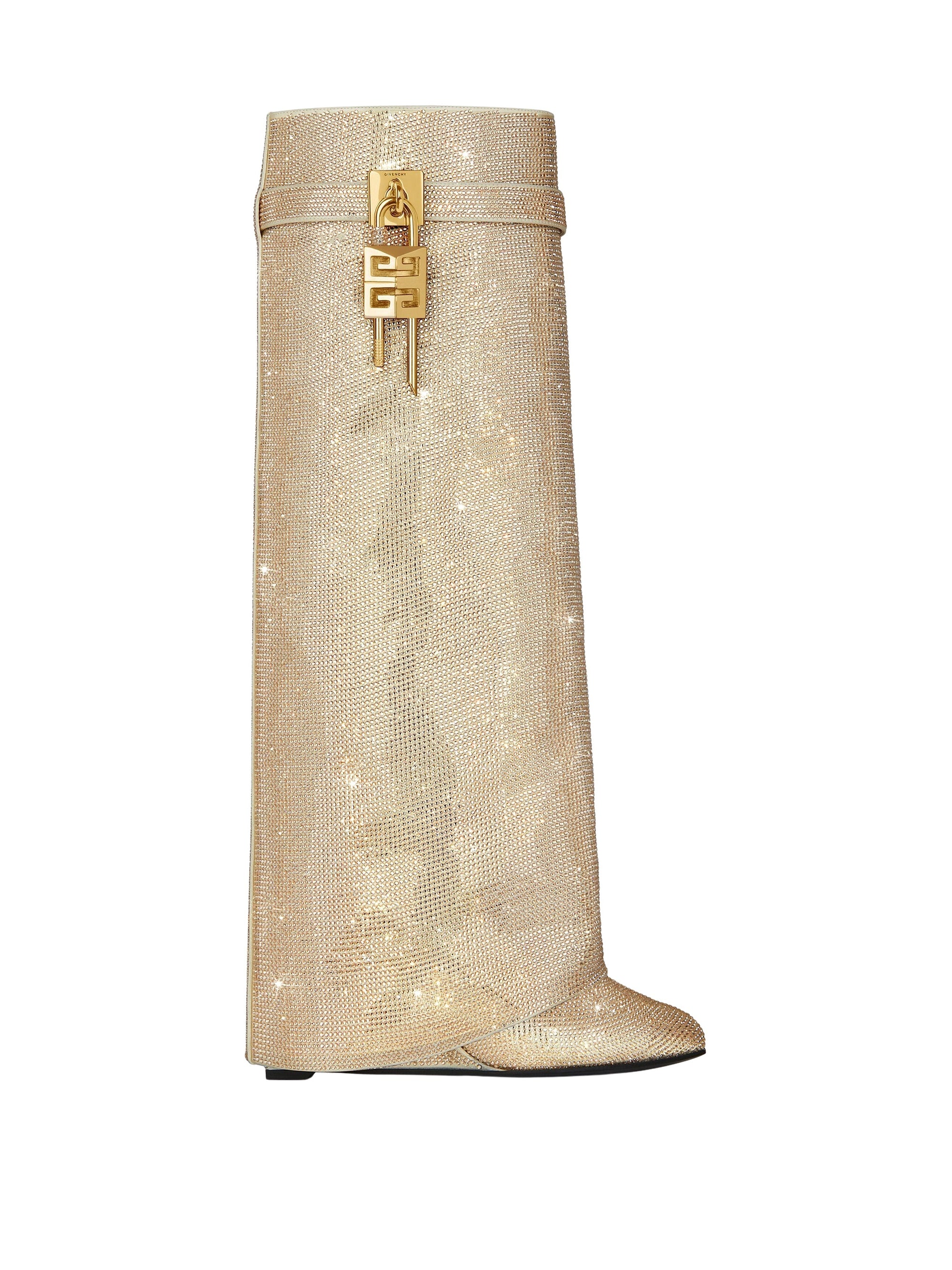 Bottes Shark Lock coupe ample 90 en satin avec strass - Blond