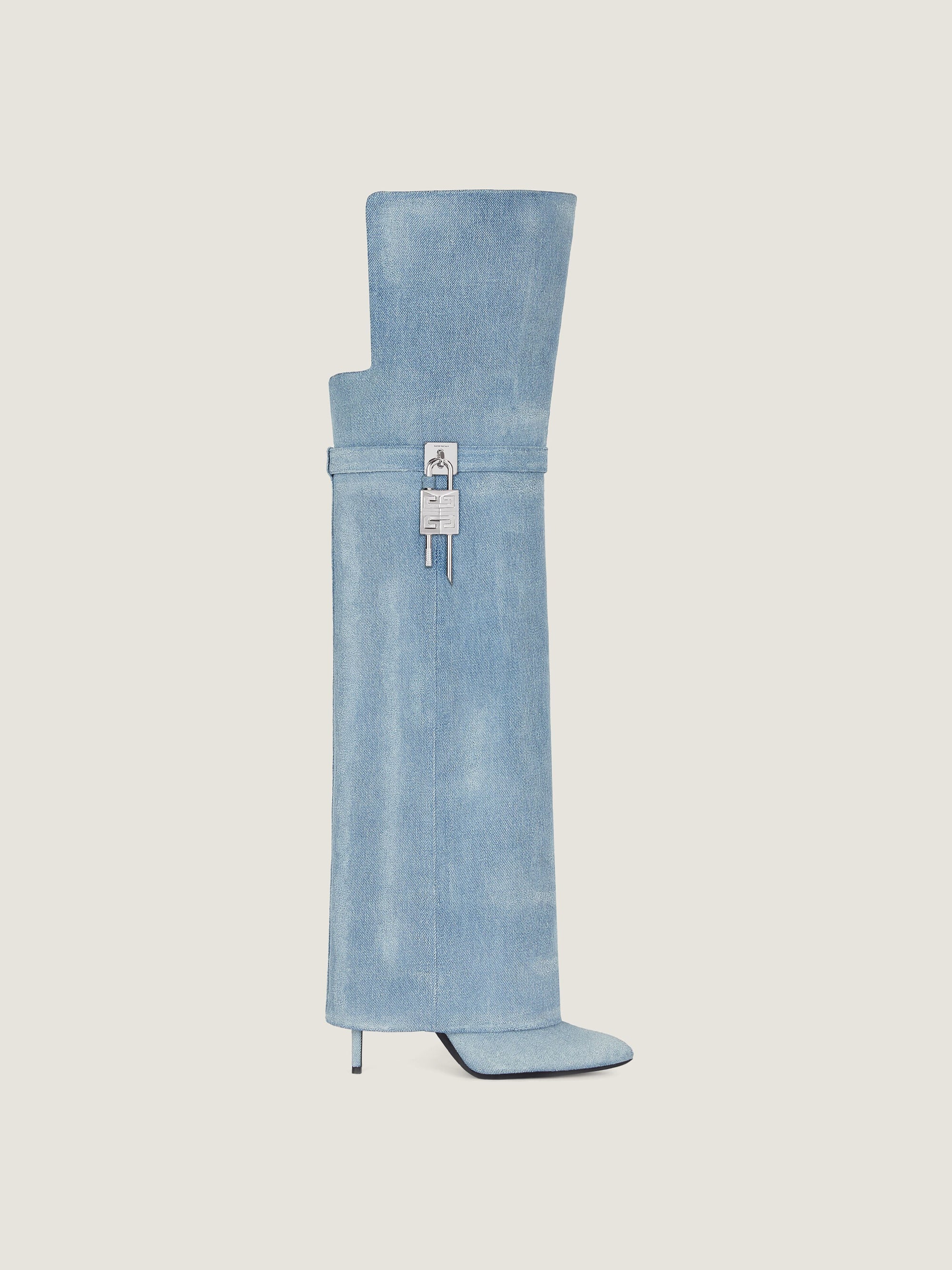 SHARK LOCK STILETTO OTK BOOTS