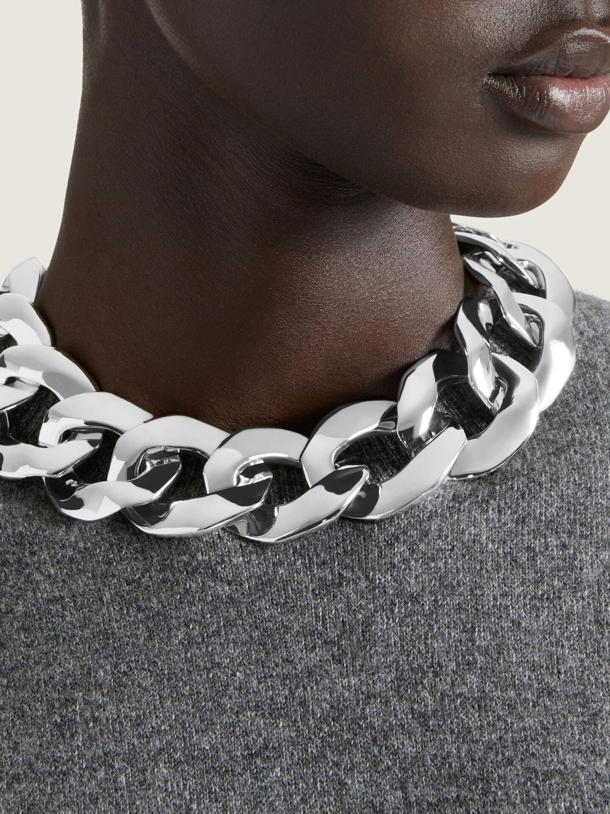 Collier chaîne argenté en laiton - Silvery