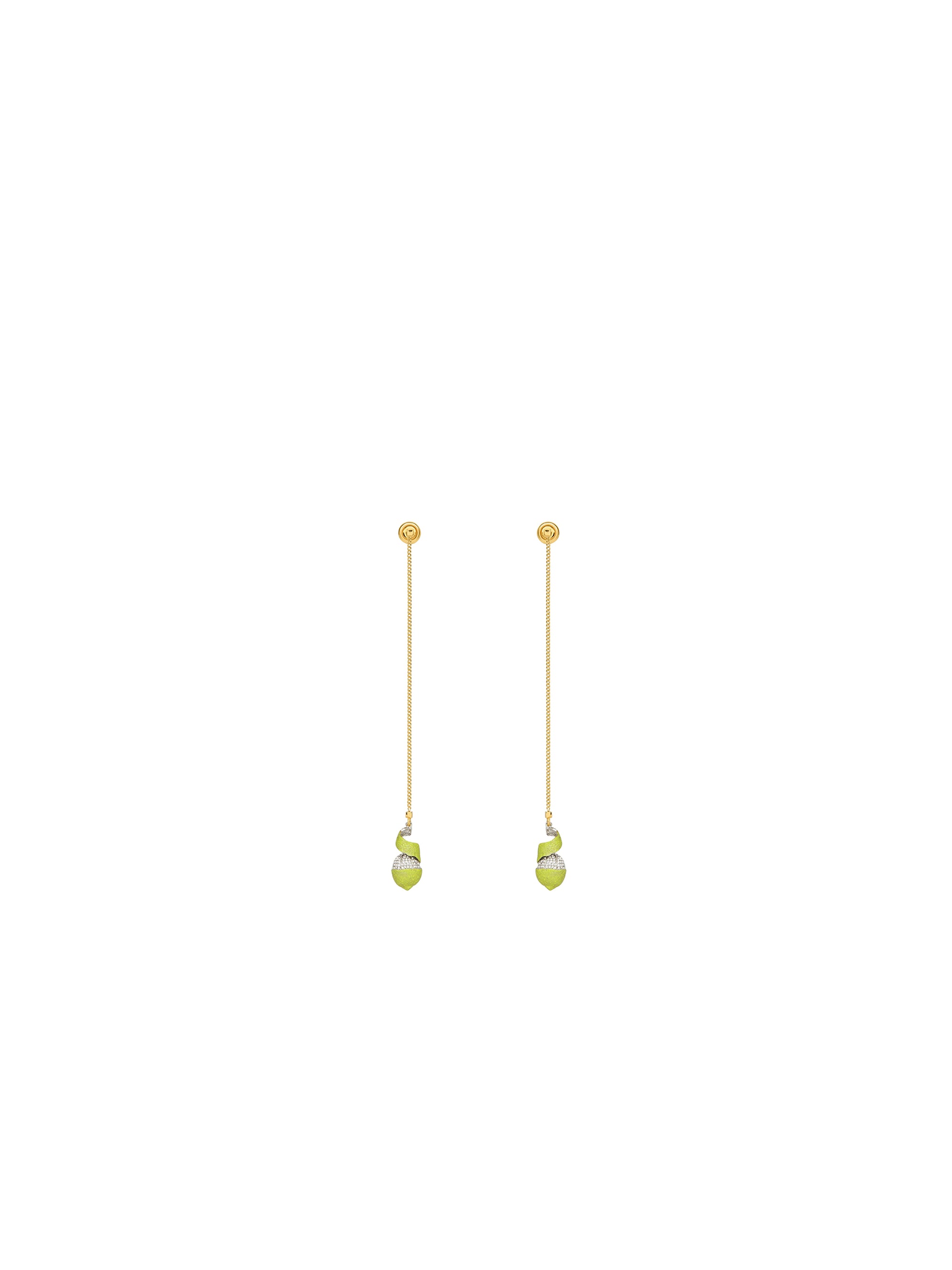 Mono boucle Charm citron en laiton avec cristaux - Silvery & Yellow