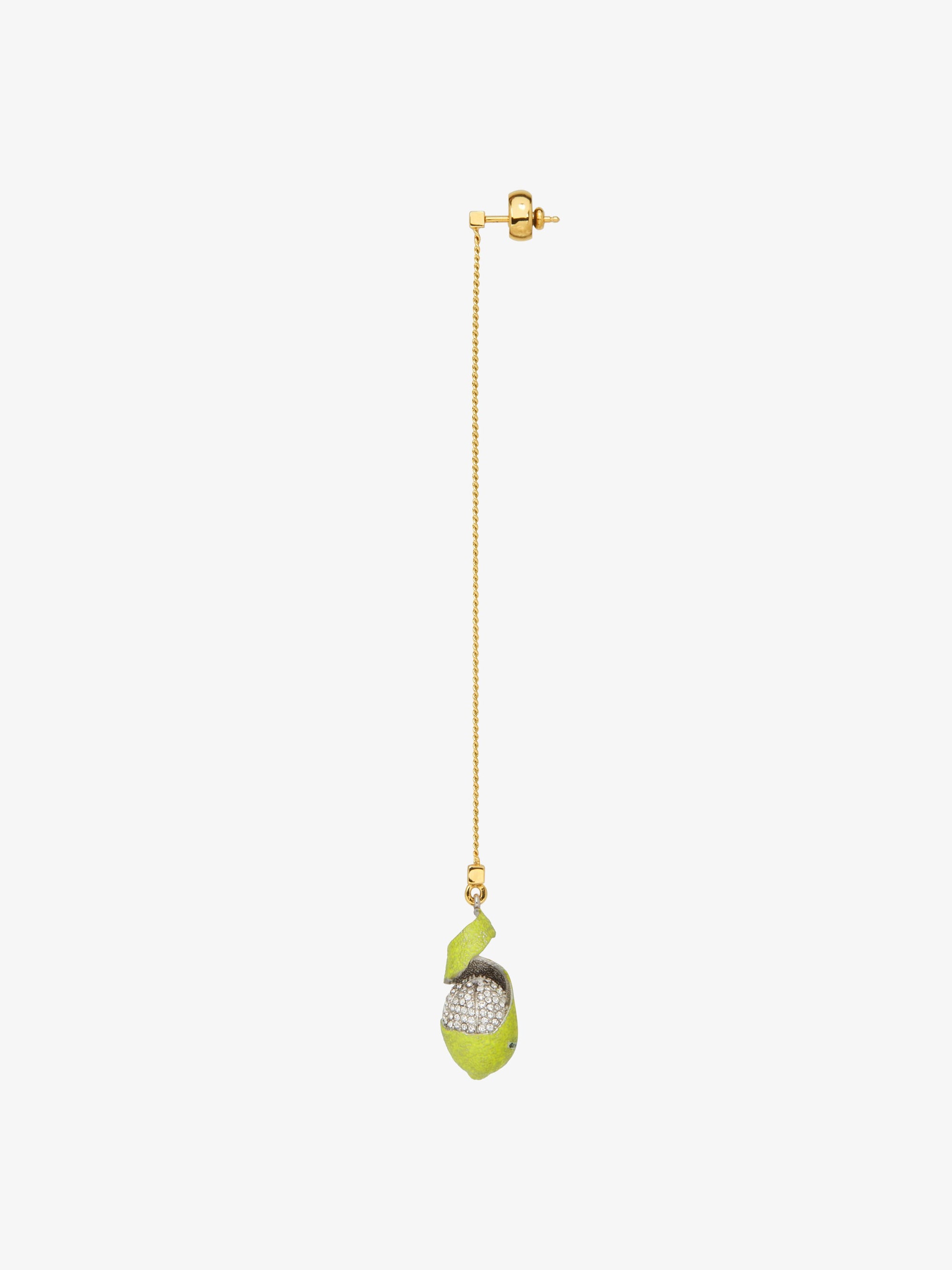 Mono boucle Charm citron en laiton avec cristaux - Silvery & Yellow