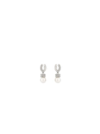 Boucles d'oreilles en laiton avec cristaux - Blanc & Argente