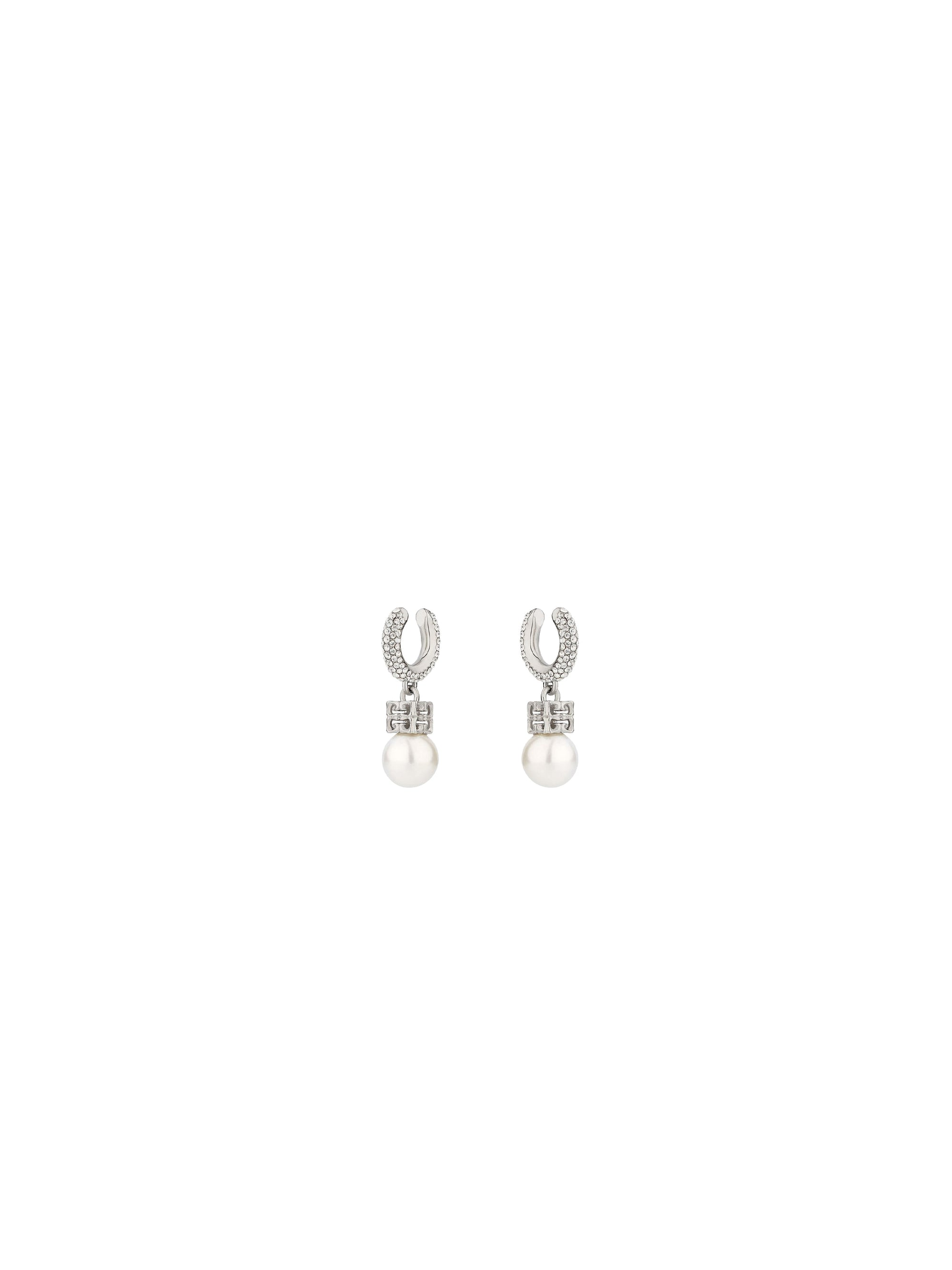 Boucles d'oreilles en laiton avec cristaux - Blanc & Argente