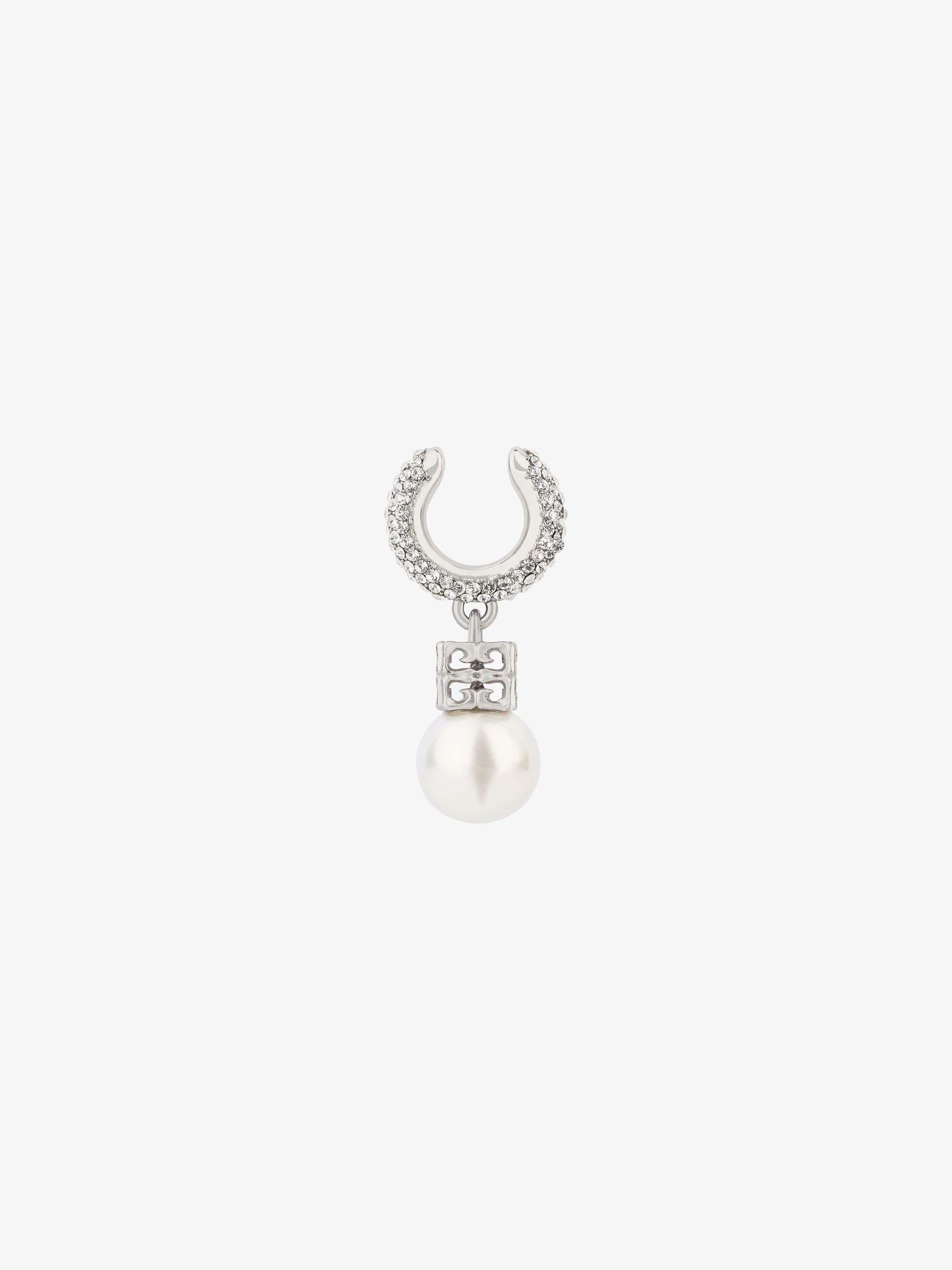 Boucles d'oreilles en laiton avec cristaux - Blanc & Argente