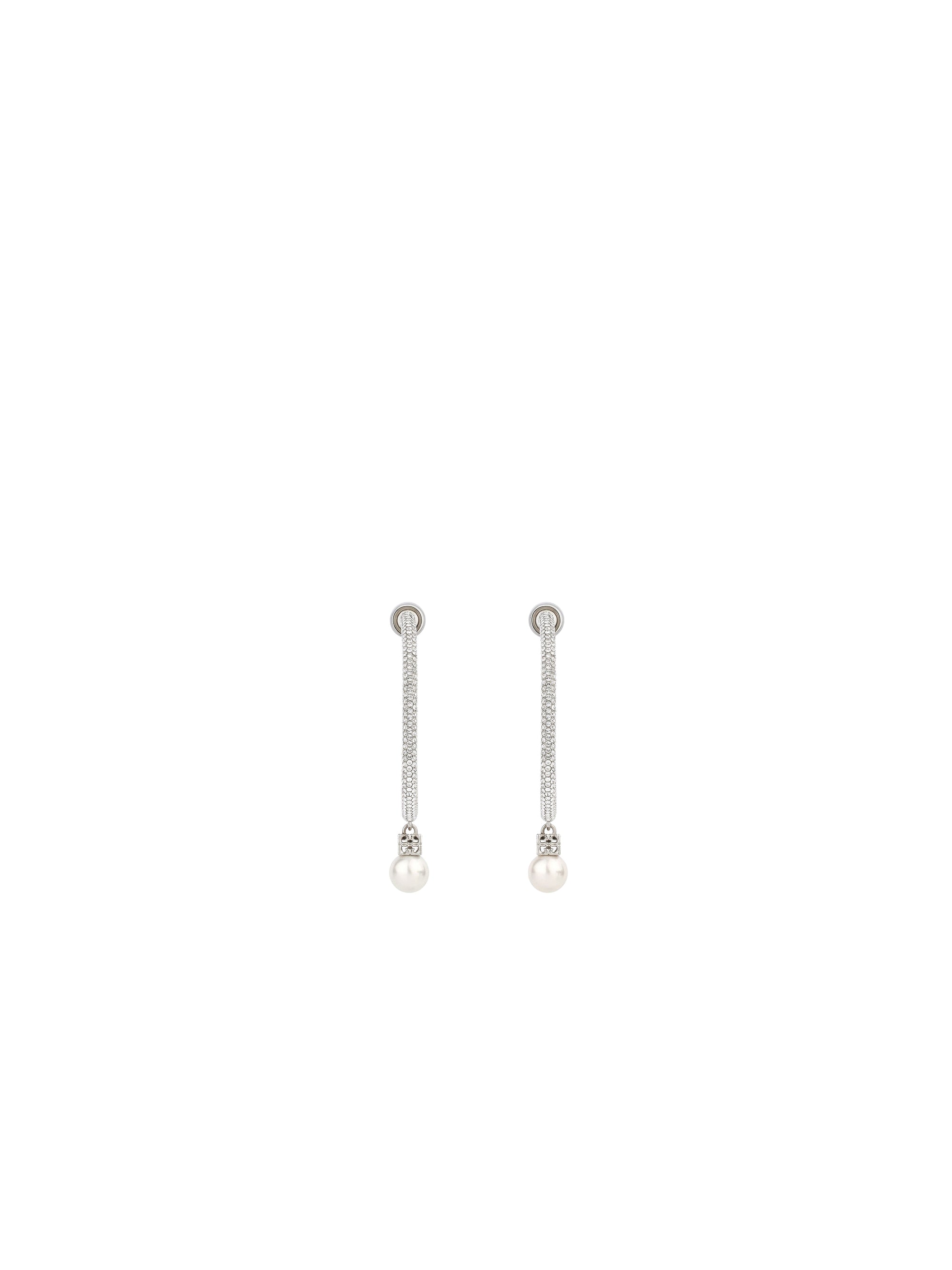 Boucles d'oreilles en laiton avec cristaux - Blanc & Argente