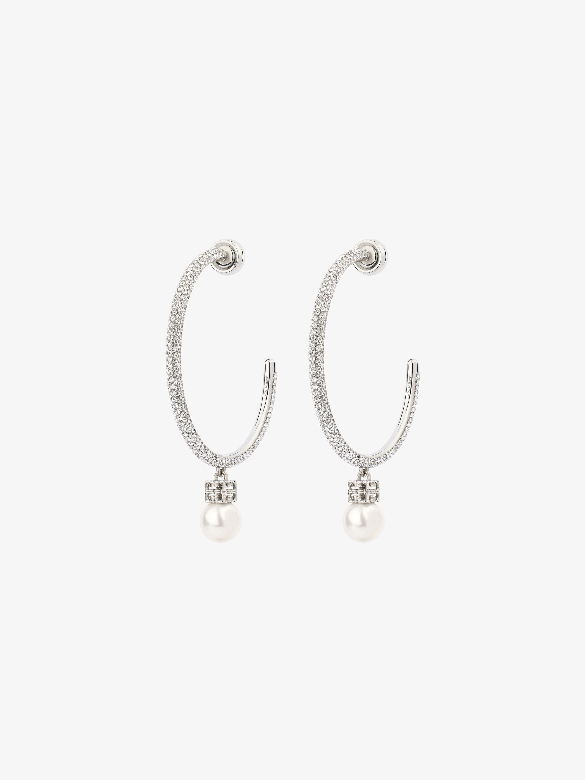 Boucles d'oreilles en laiton avec cristaux - Blanc & Argente