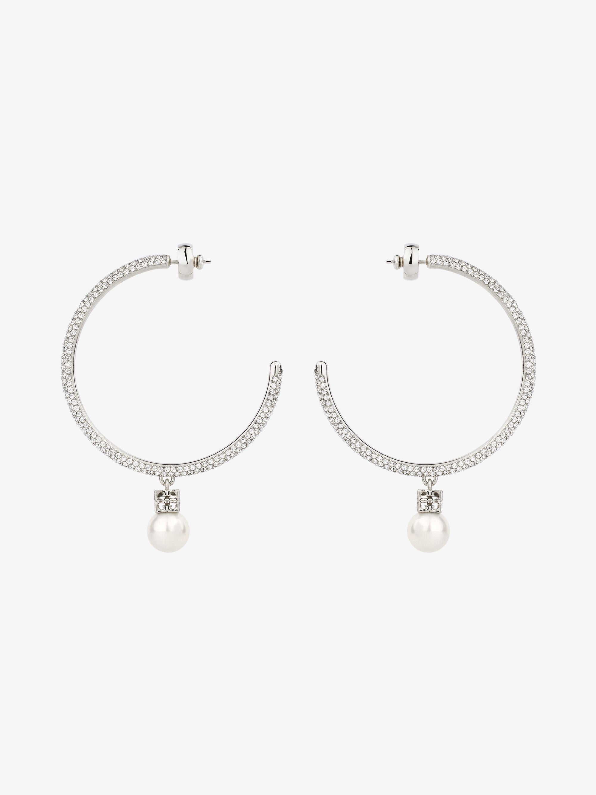 Boucles d'oreilles en laiton avec cristaux - Blanc & Argente