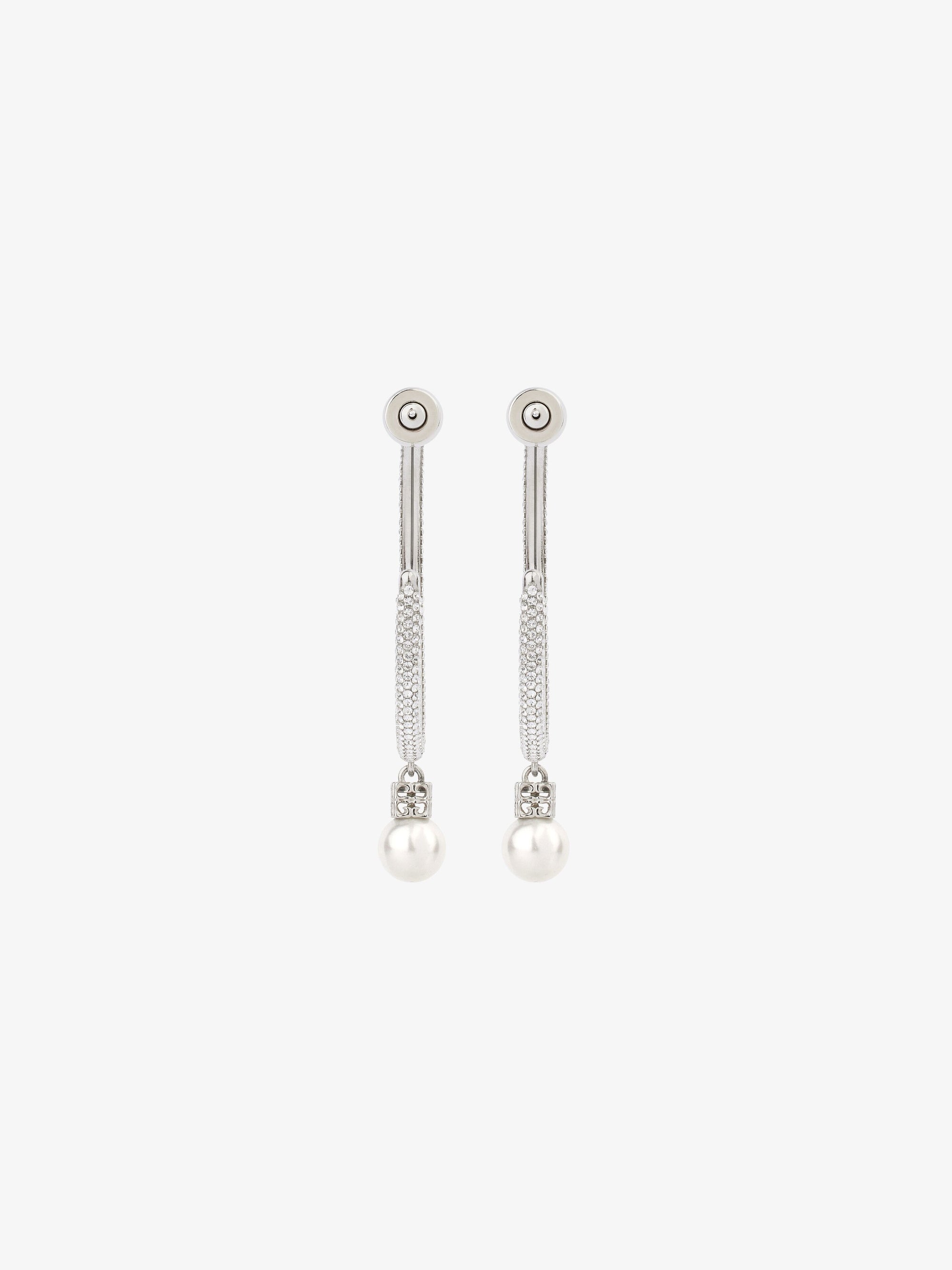 Boucles d'oreilles en laiton avec cristaux - Blanc & Argente