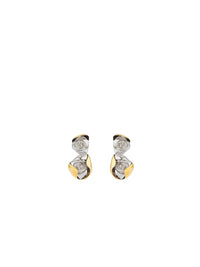 Boucles d'oreilles clip fleur en laiton avec cristaux - Dore & Argente