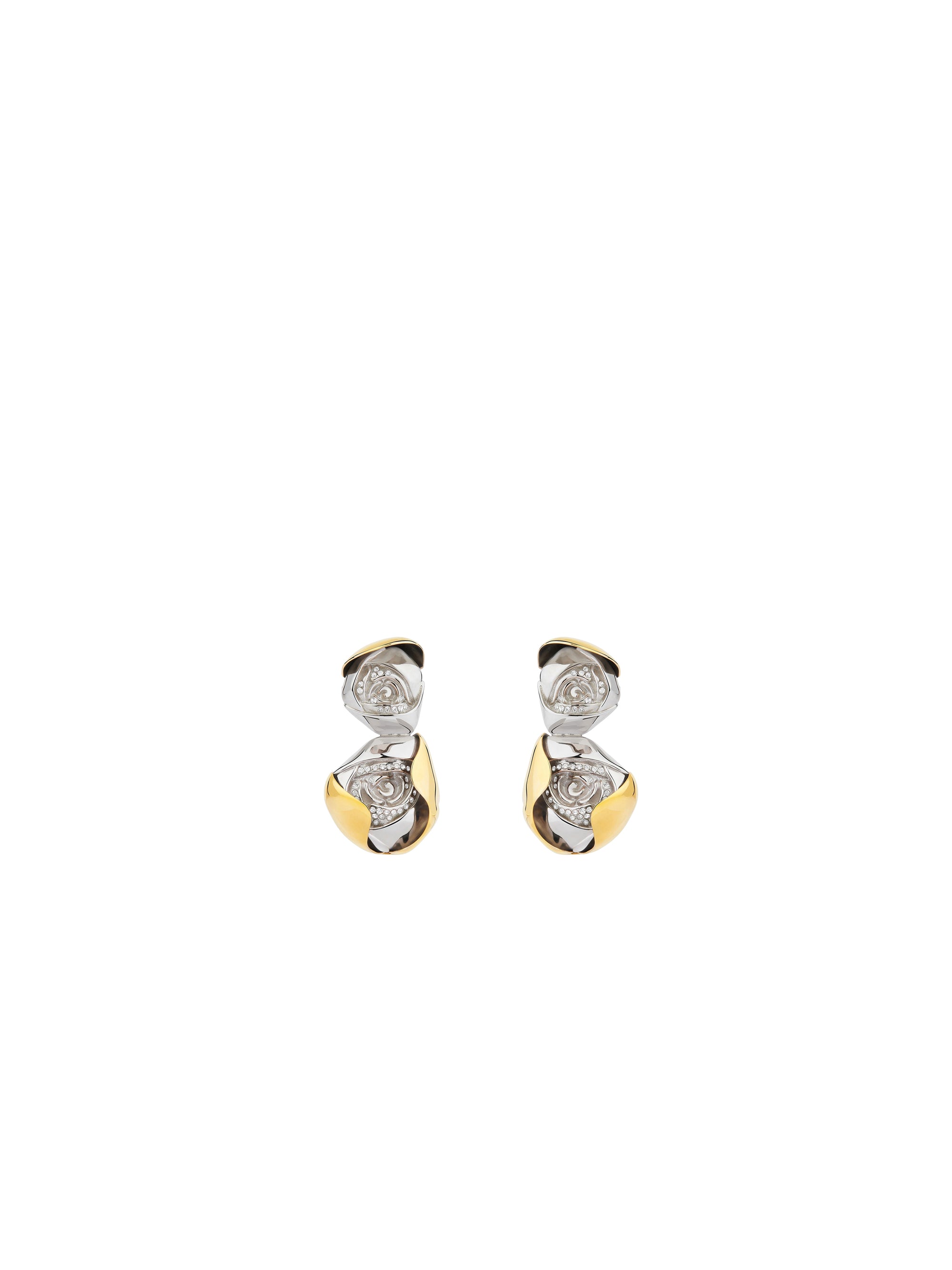 Boucles d'oreilles clip fleur en laiton avec cristaux - Dore & Argente