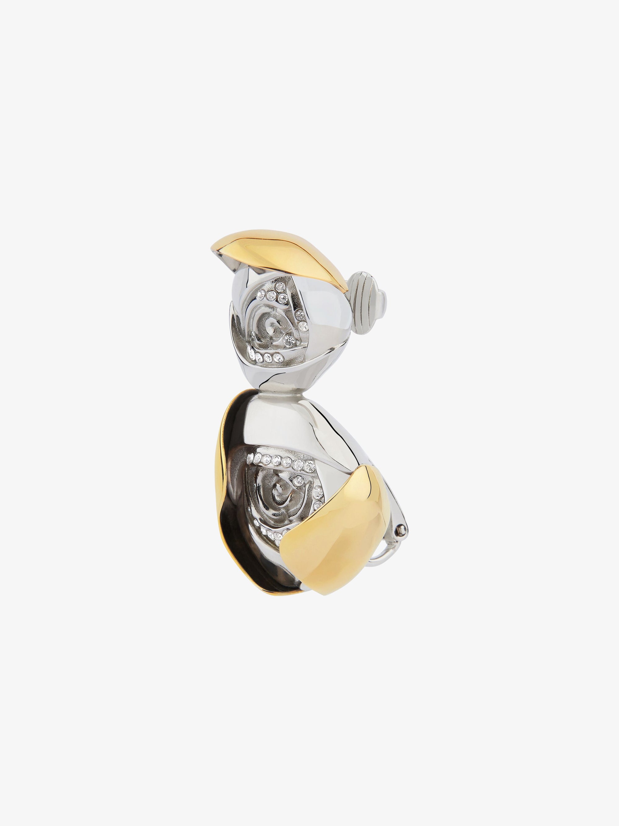 Boucles d'oreilles clip fleur en laiton avec cristaux - Dore & Argente