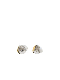 Boucles d'oreilles clip fleur en laiton avec cristaux - Dore & Argente