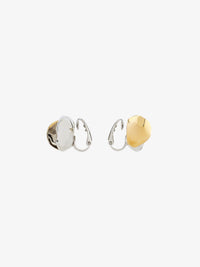 Boucles d'oreilles clip fleur en laiton avec cristaux - Dore & Argente