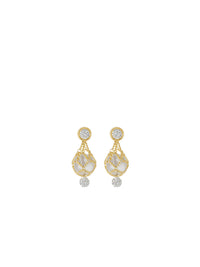 Boucles d'oreilles en laiton avec perles et cristaux - Transparent & Dore