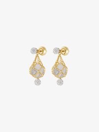 Boucles d'oreilles en laiton avec perles et cristaux - Transparent & Dore
