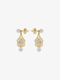 Boucles d'oreilles en laiton avec perles et cristaux - Transparent & Dore