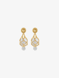Boucles d'oreilles en laiton avec perles et cristaux - Transparent & Dore