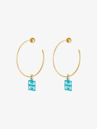 Boucles d'oreilles 4G Liquid en laiton - Vert Eau