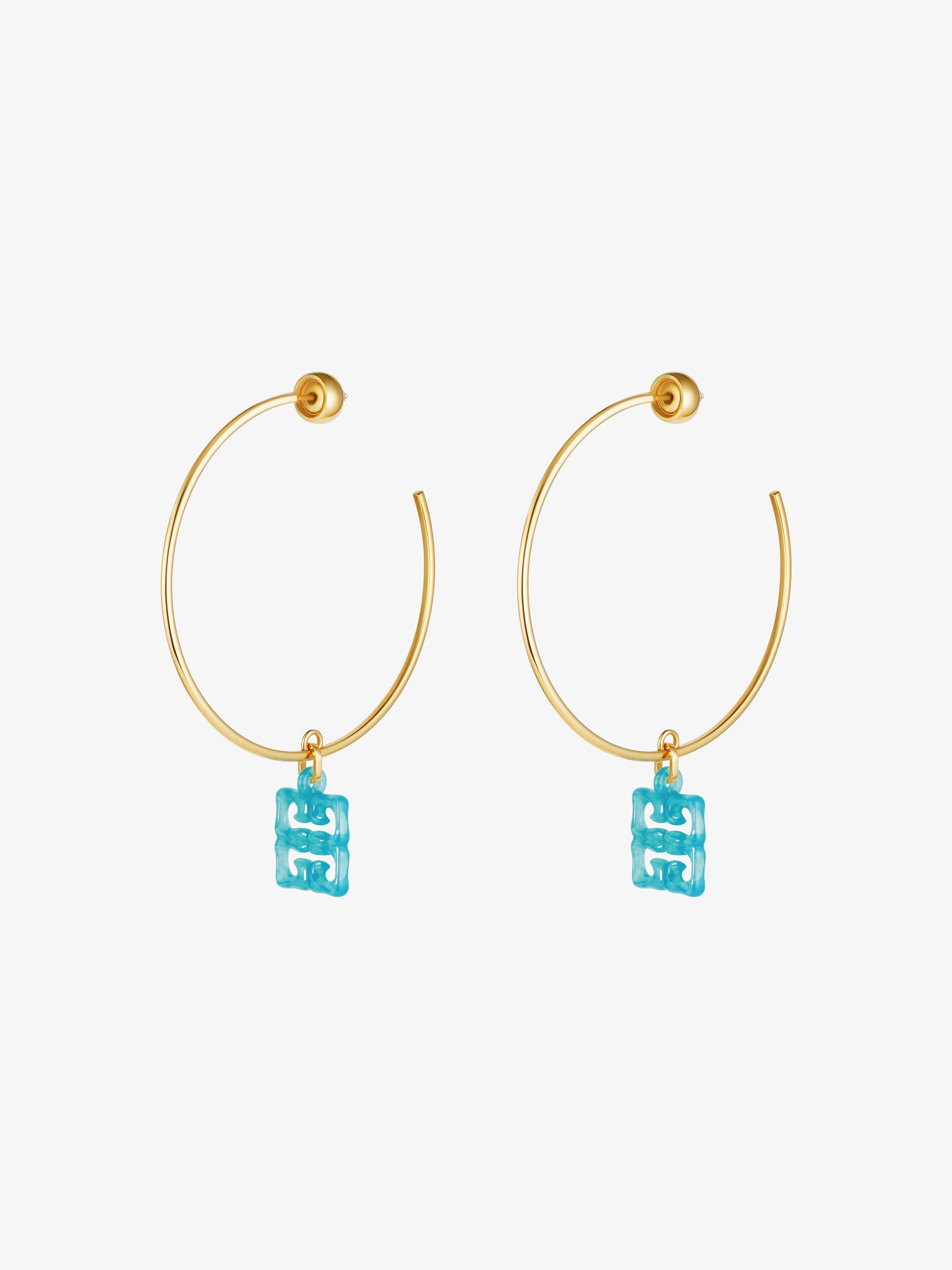 Boucles d'oreilles 4G Liquid en laiton - Vert Eau