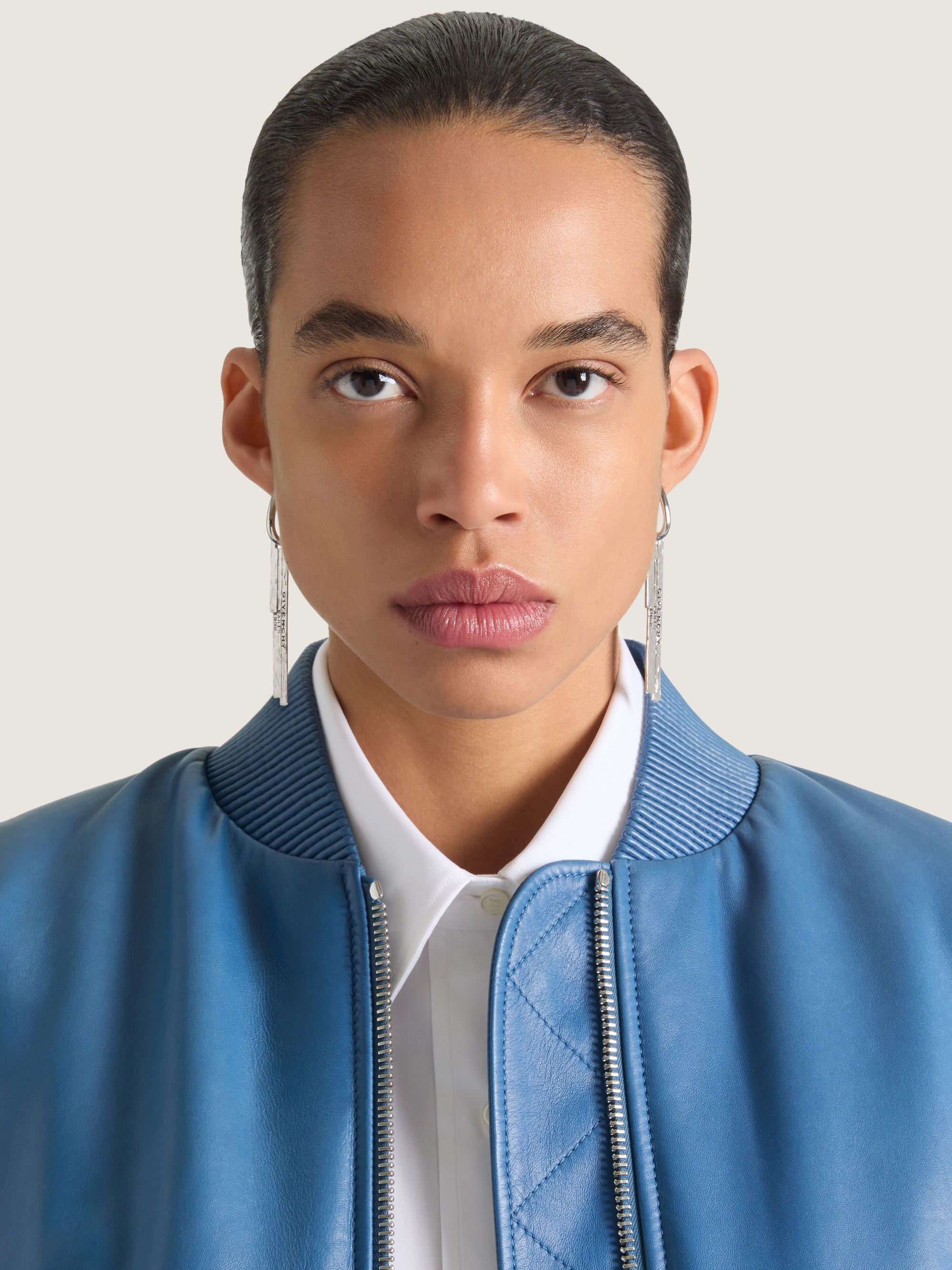 GIVENCHY TAPE SILVERY L PENDANT EARRINGS