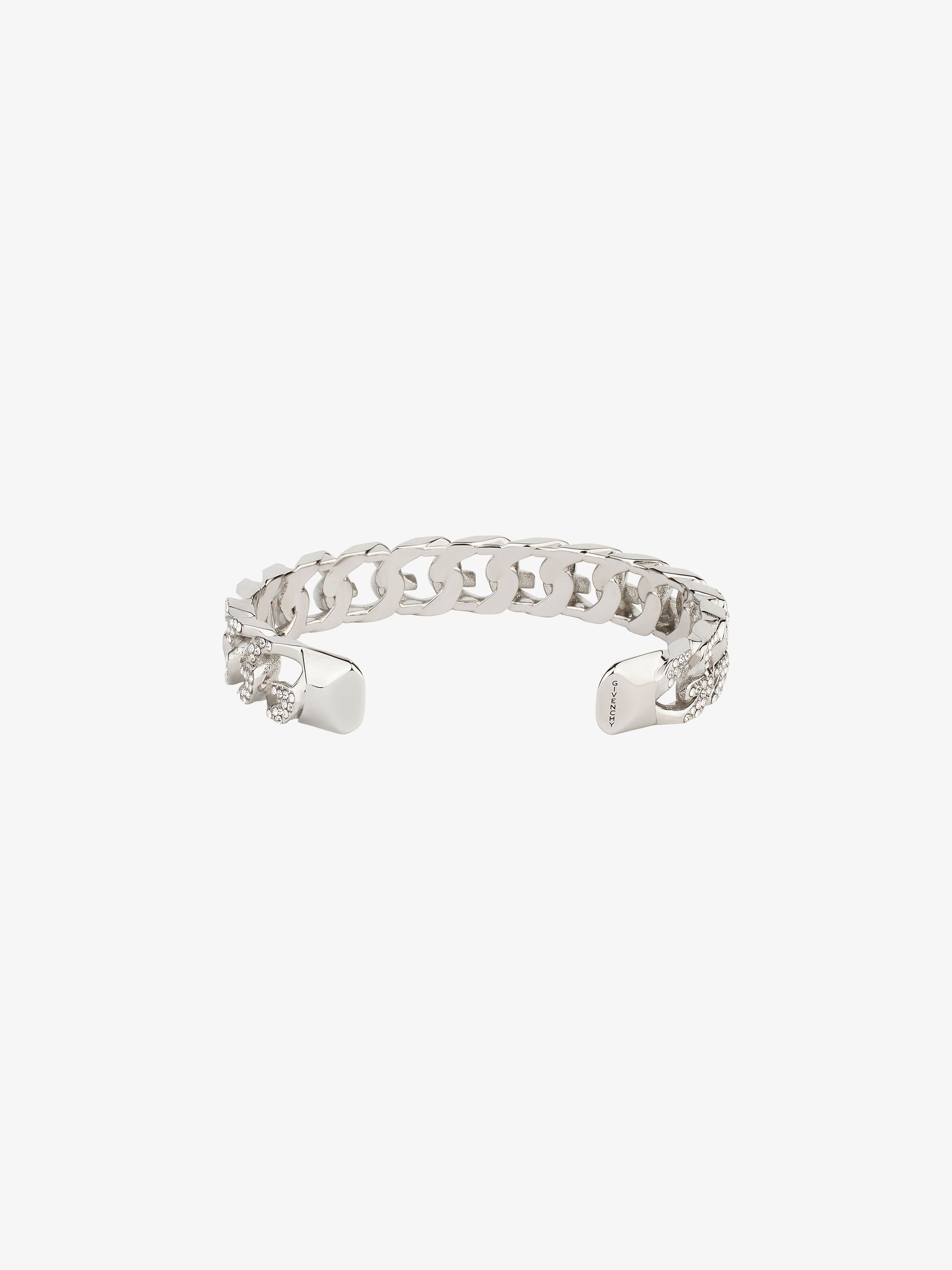 G CHAIN SILVERY CRYSTALS CUFF BRACELET