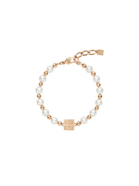4G white brass bead bracelet – Rose Gold & White