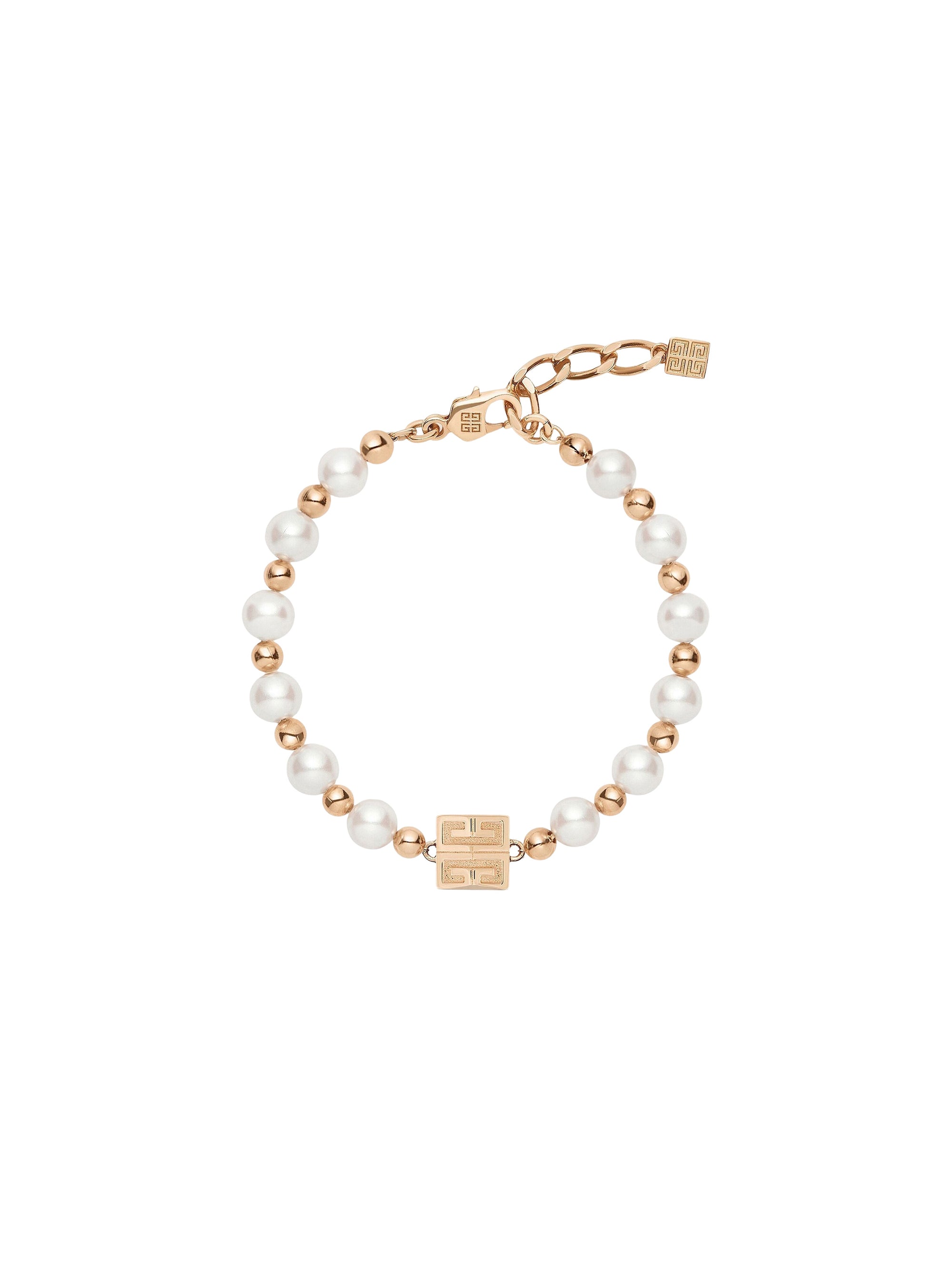 4G white brass bead bracelet – Rose Gold & White