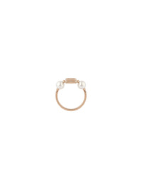 4G ring with white brass beads - Rose Gold & White