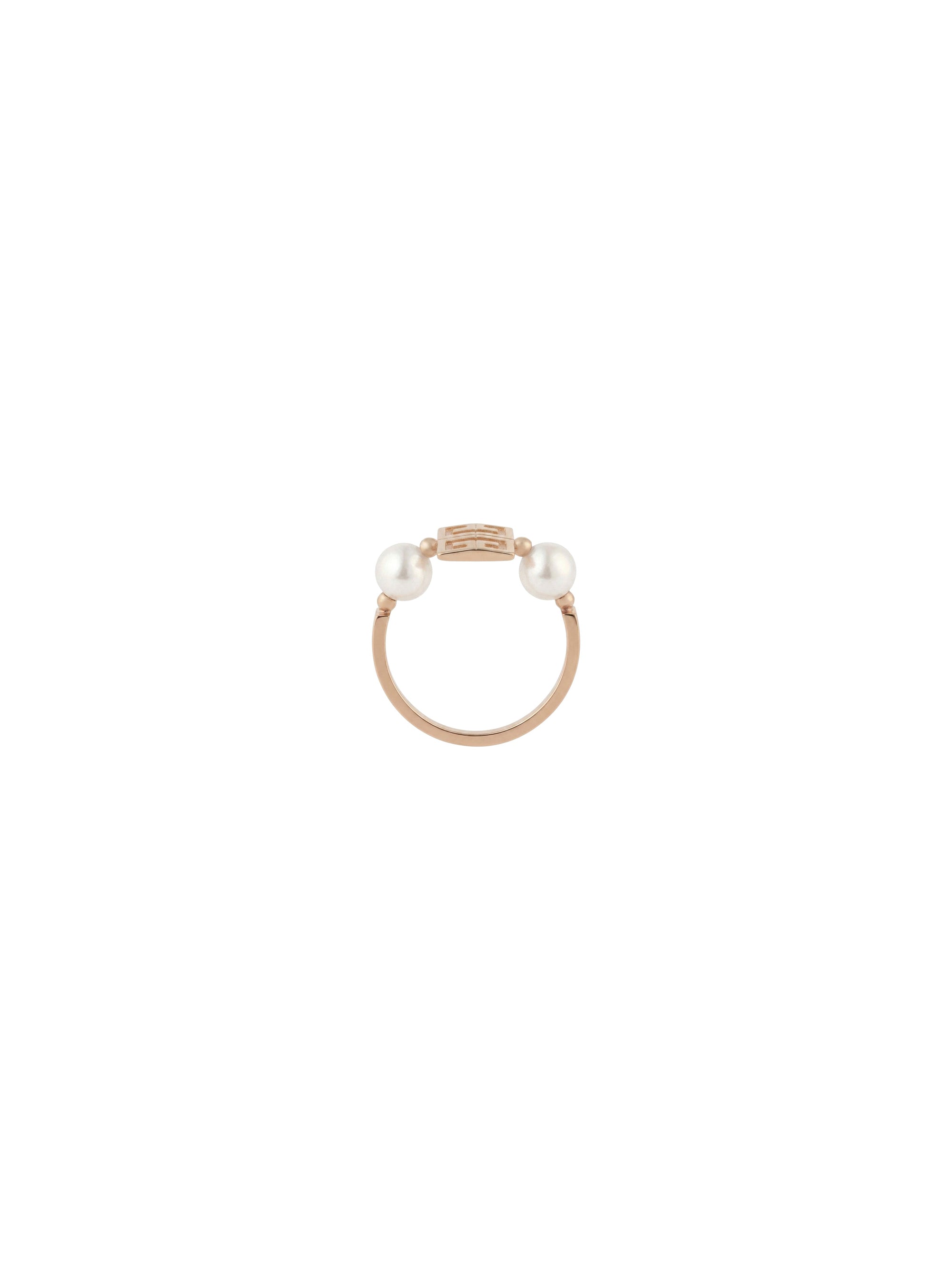 4G ring with white brass beads - Rose Gold & White