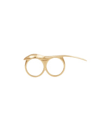 Bague Maple seed double doigt dorée en laiton - Golden Yellow