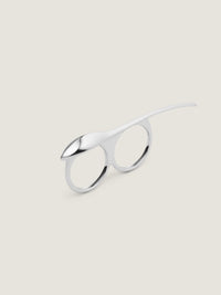 MAPLE SEED SILVERY DOUBLE FINGERS RING