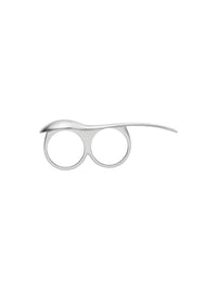 Bague Maple seed double doigt argentée en laiton - Silvery