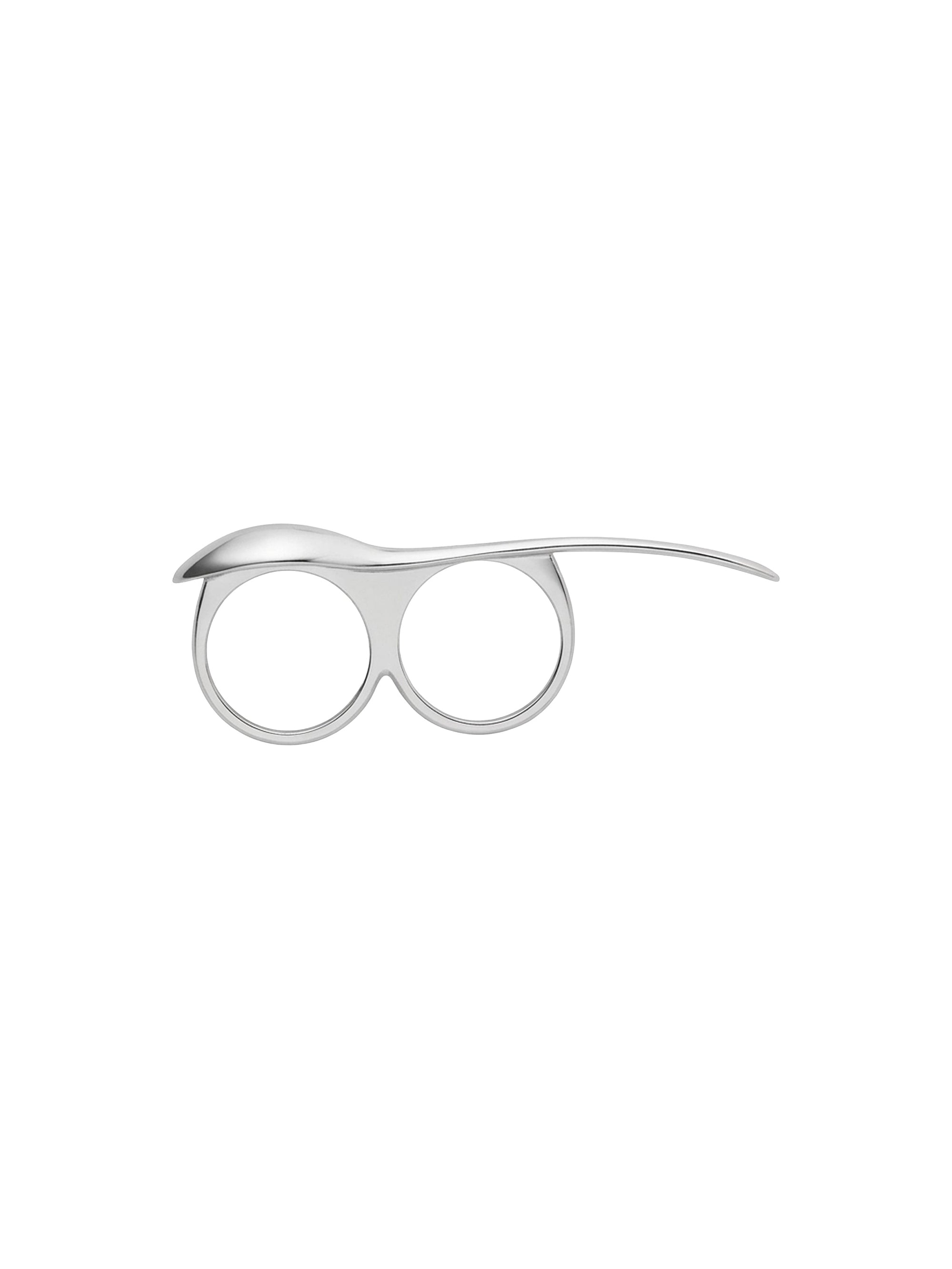 Bague Maple seed double doigt argentée en laiton - Silvery