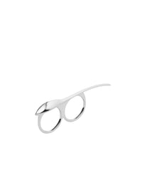 Bague Maple seed double doigt argentée en laiton - Silvery