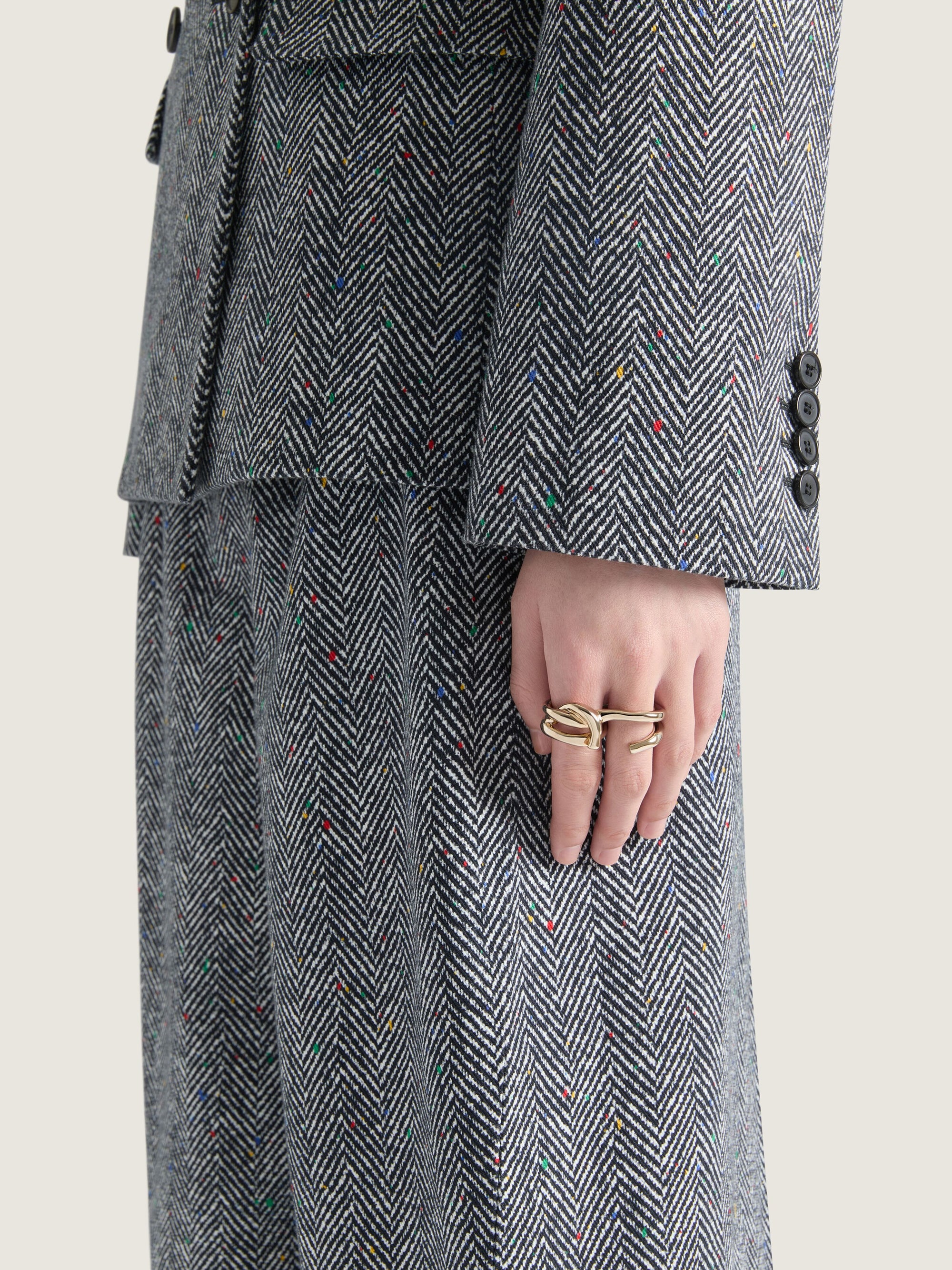 CHAIN LINK GOLDEN DOUBLE FINGER RING