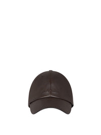 W-curved hat with leather buckle - Chocolate