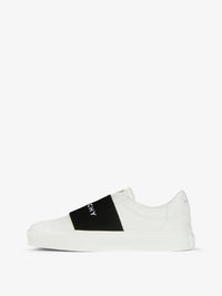 Baskets City Sport avec bande Givenchy en cuir - White & Black