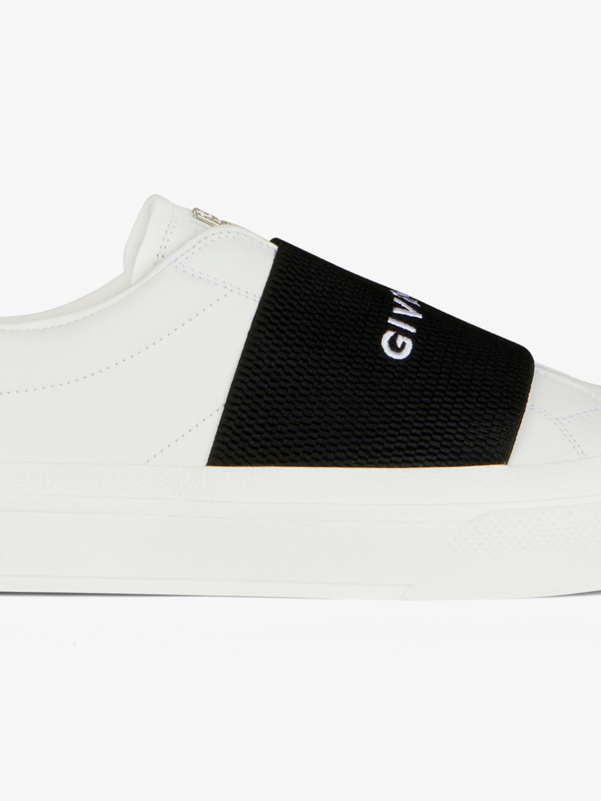 Baskets City Sport avec bande Givenchy en cuir - White & Black