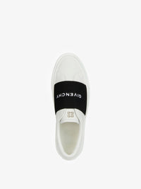 Baskets City Sport avec bande Givenchy en cuir - White & Black