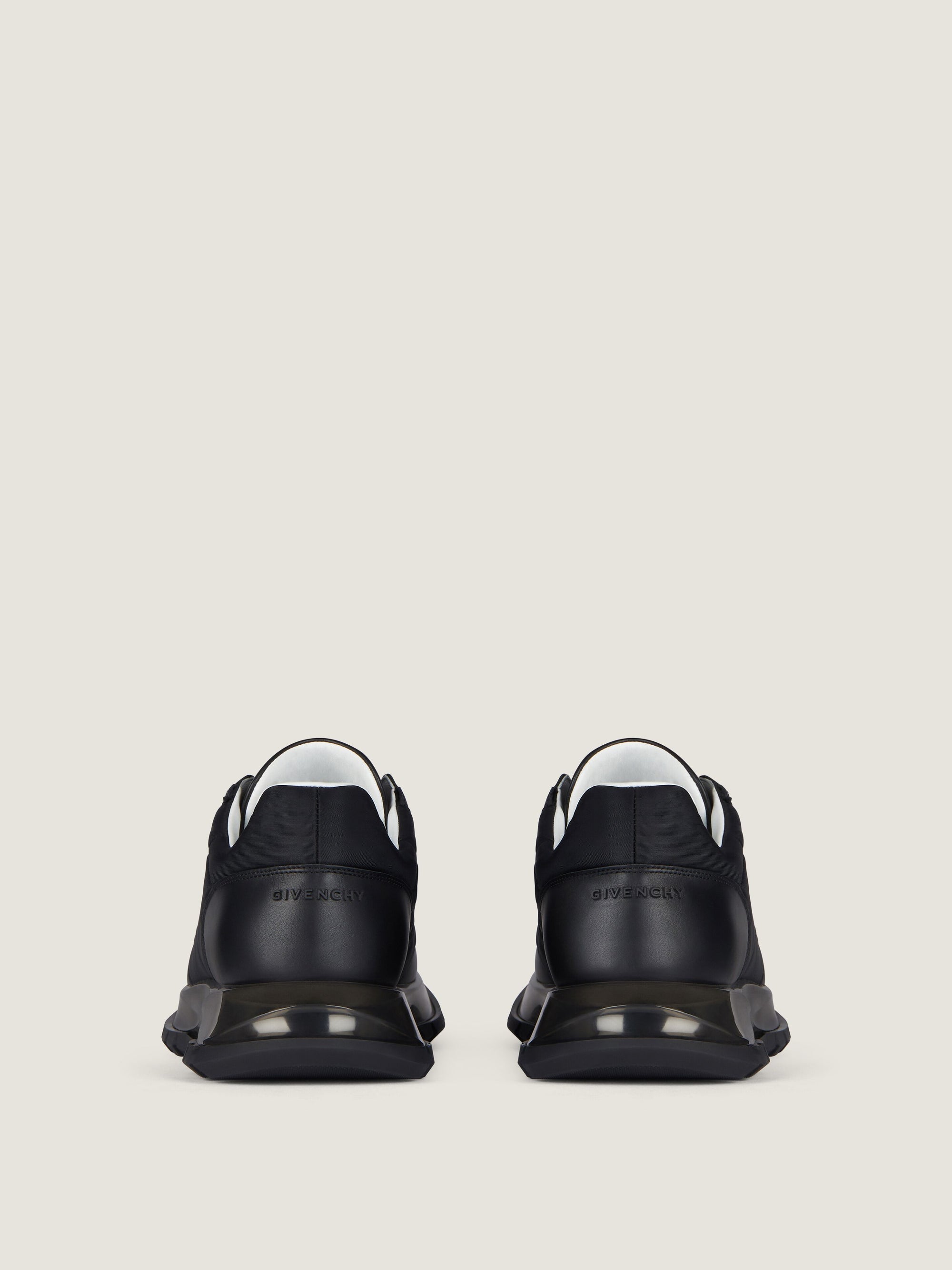 PADDED NYLON/LEATHER/TRANSPARENT SOLE
