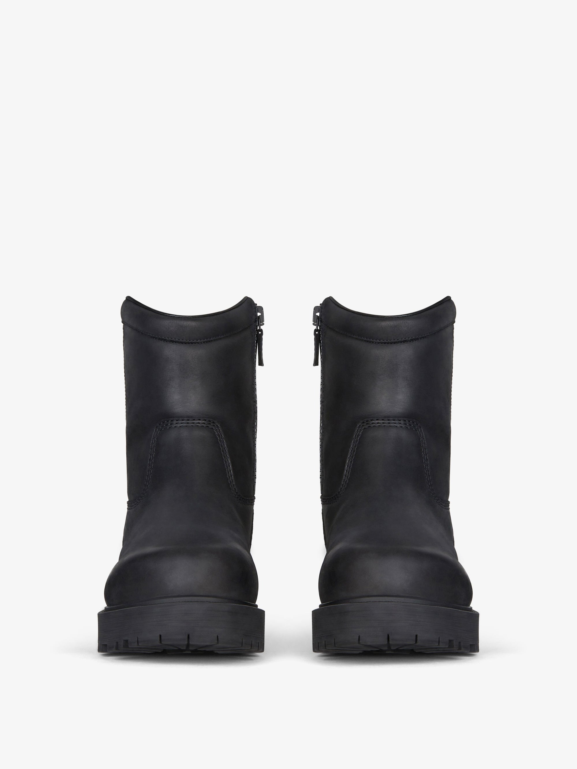 Bottes hautes zippées Storm en cuir - Noir