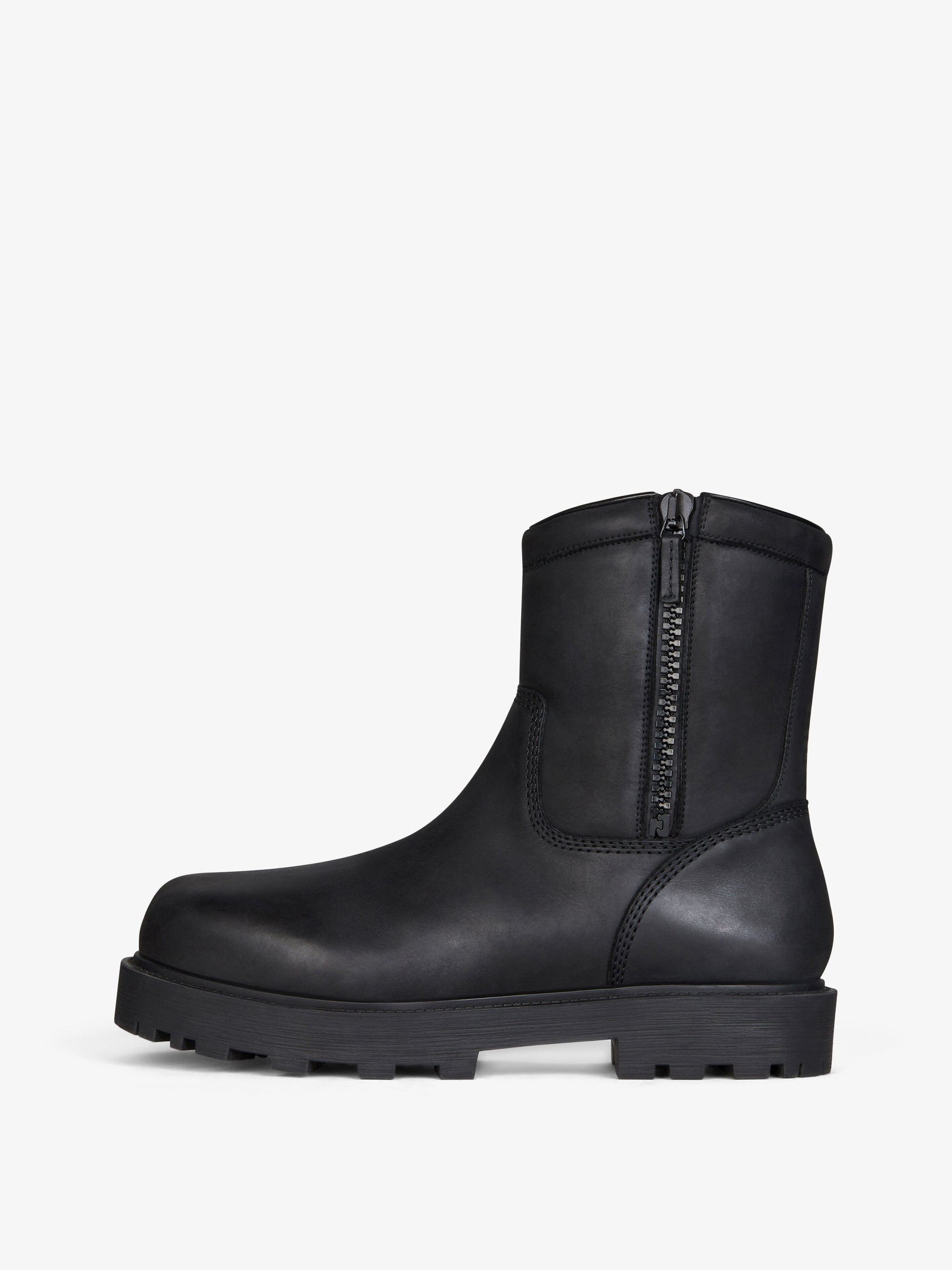 Bottes hautes zippées Storm en cuir - Noir