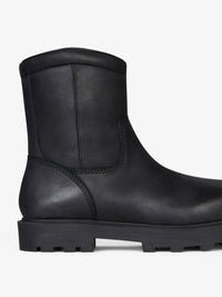 Bottes hautes zippées Storm en cuir - Noir