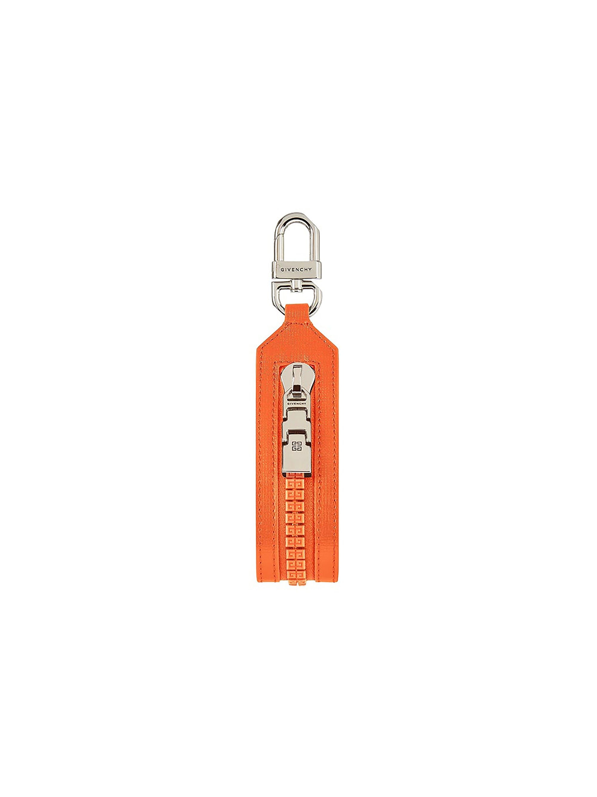 Porte-clés zip 4G en cuir - Bright Orange