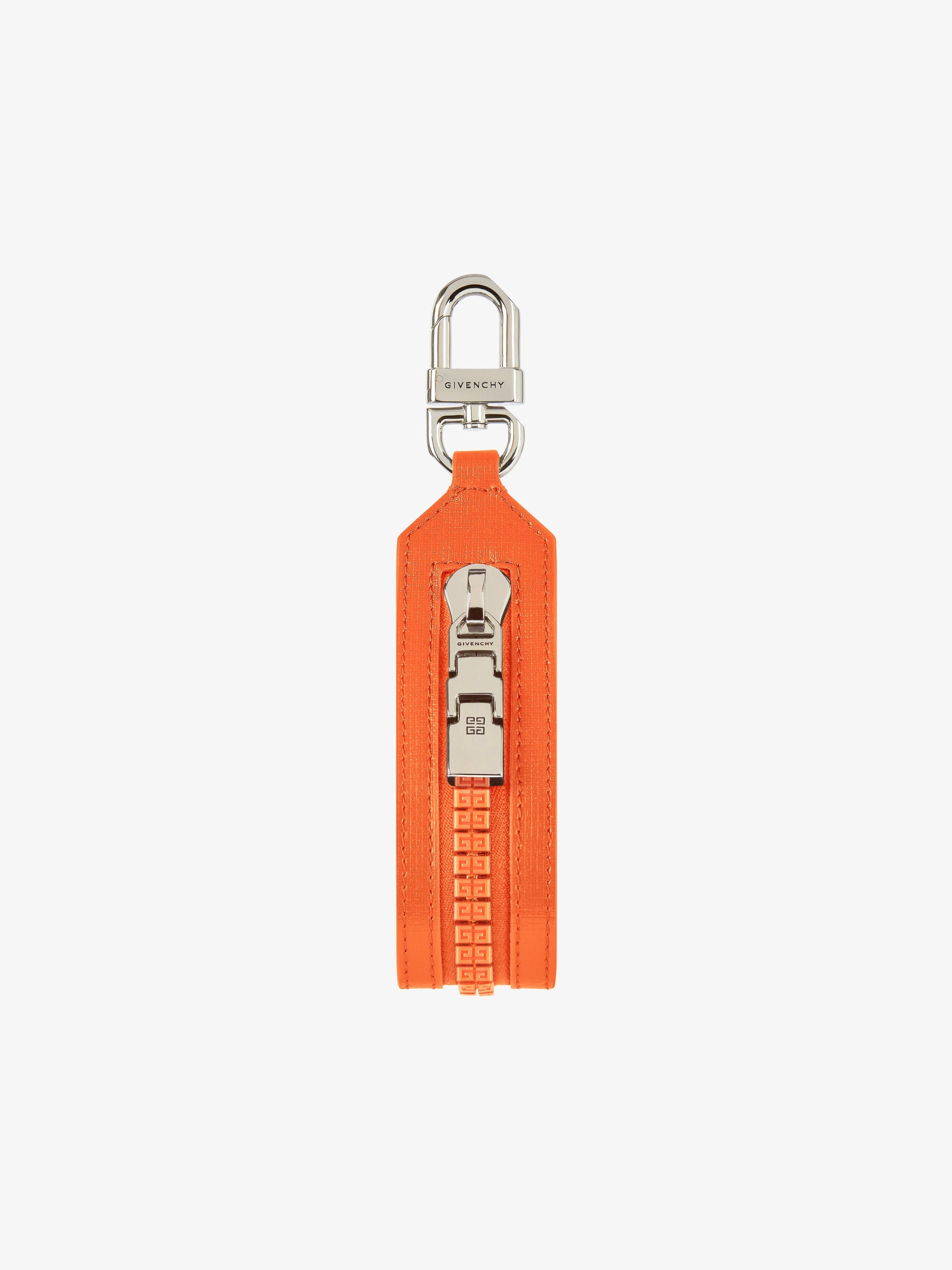 Porte-clés zip 4G en cuir - Bright Orange