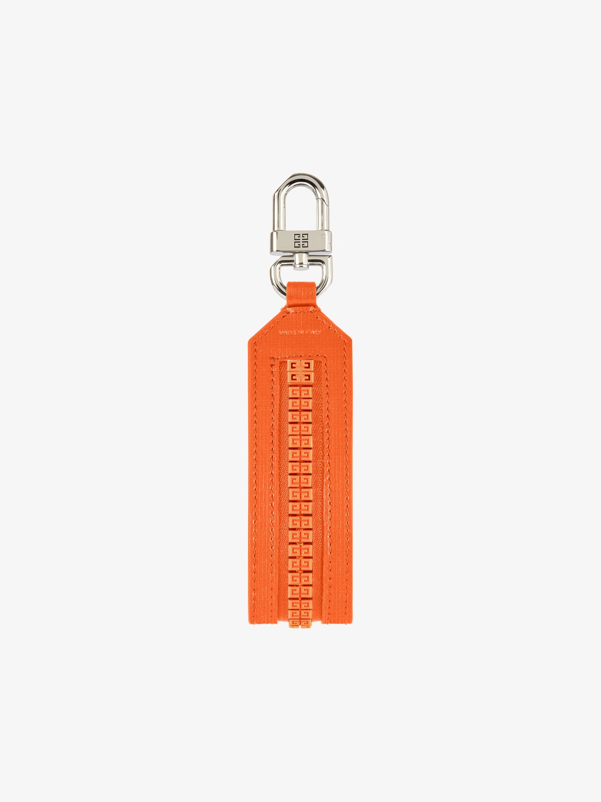 Porte-clés zip 4G en cuir - Bright Orange