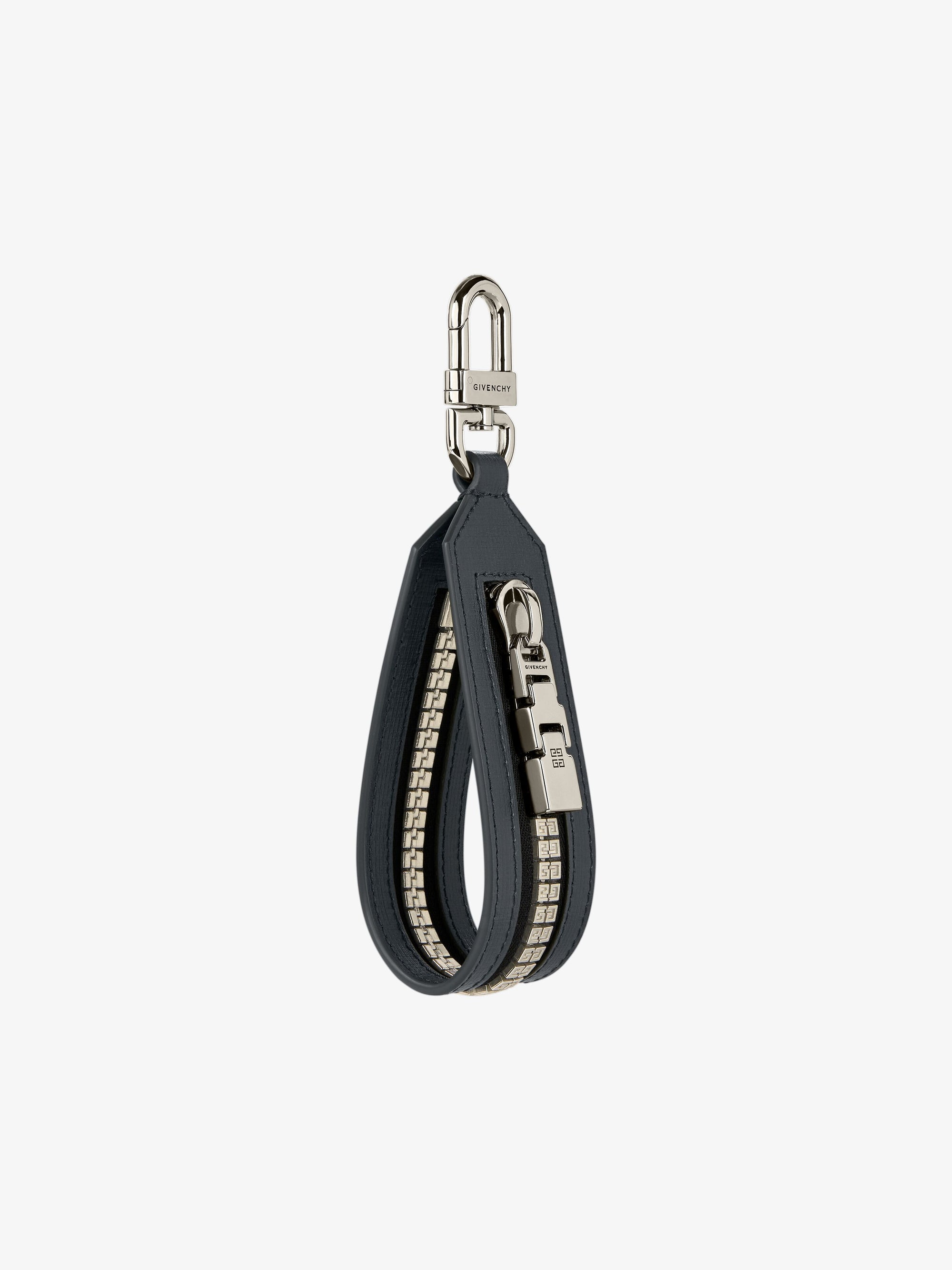 Porte-clés zip 4G en cuir - Titanium