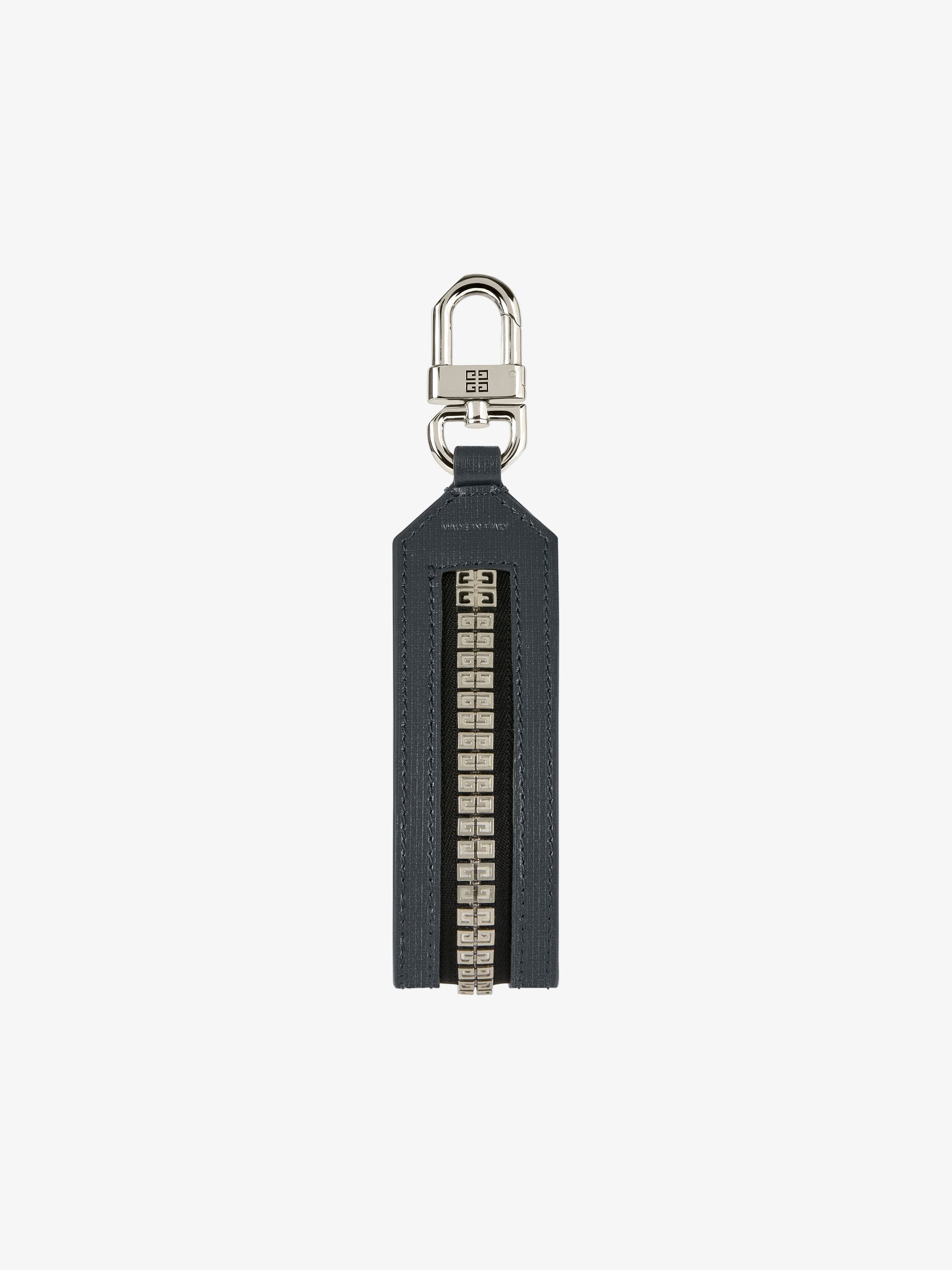 Porte-clés zip 4G en cuir - Titanium