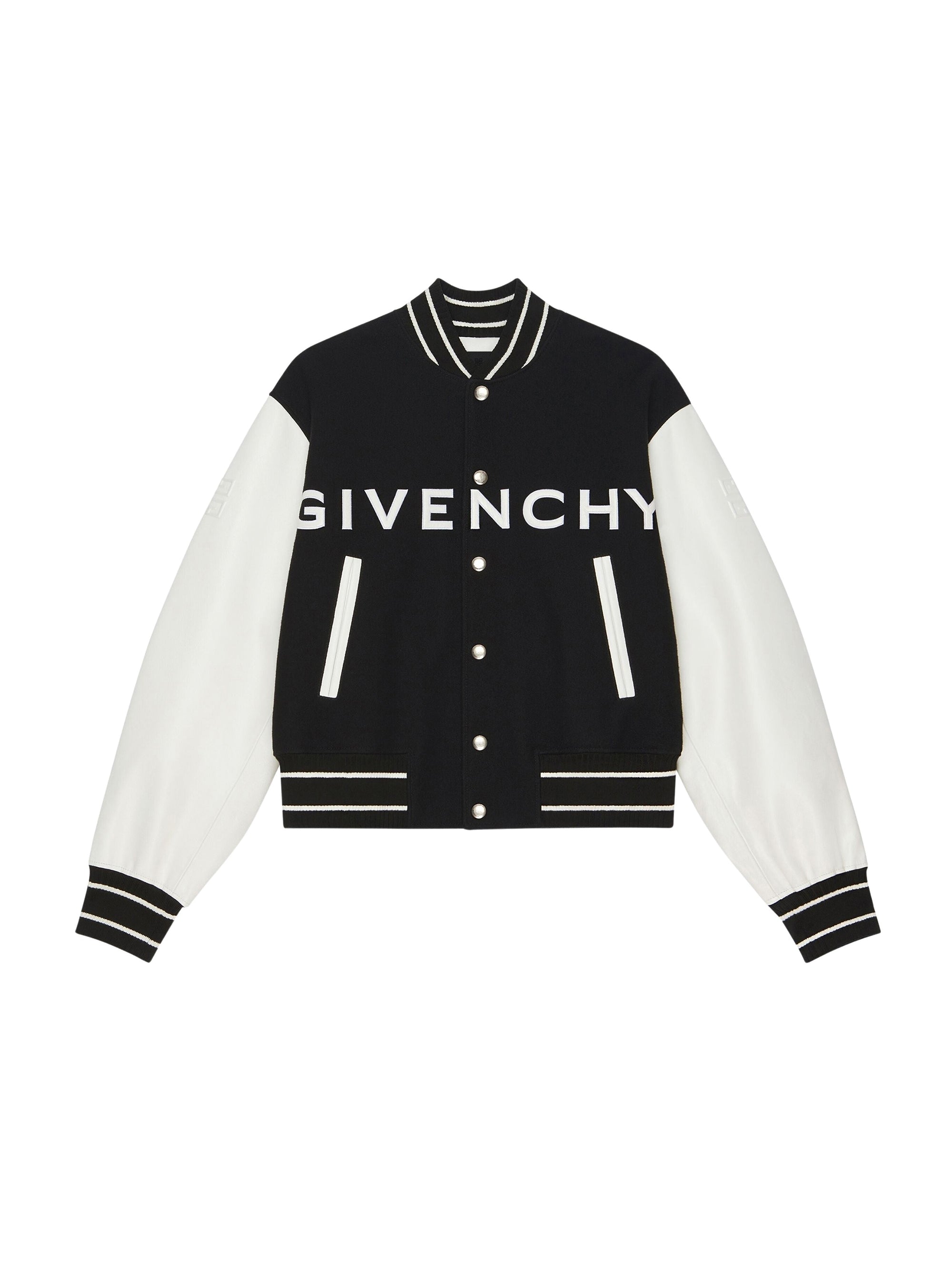 Bomber en laine varsity - Noir & Blanc